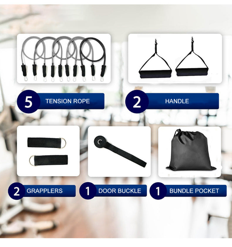 11-piece Set Of Stretch Rope Fitness Rally With Elastic Rope